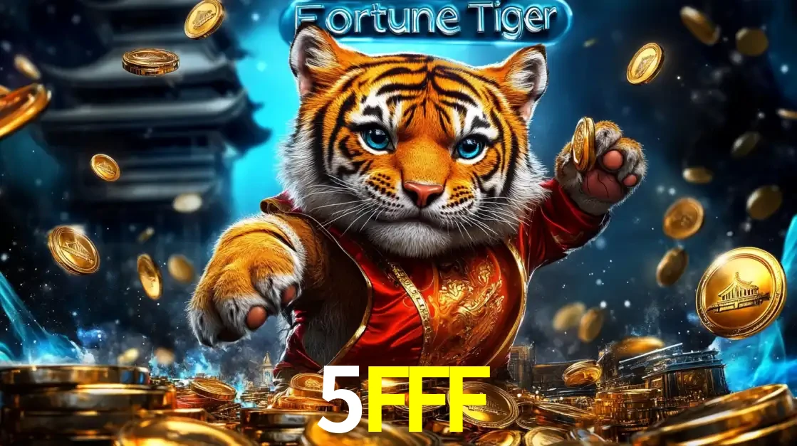 Imagem promocional do jogo de slot Fortune Tiger, com um tigre majestoso em traje tradicional cercado por uma fortuna em moedas de ouro, disponível agora no cassino 5FFF.